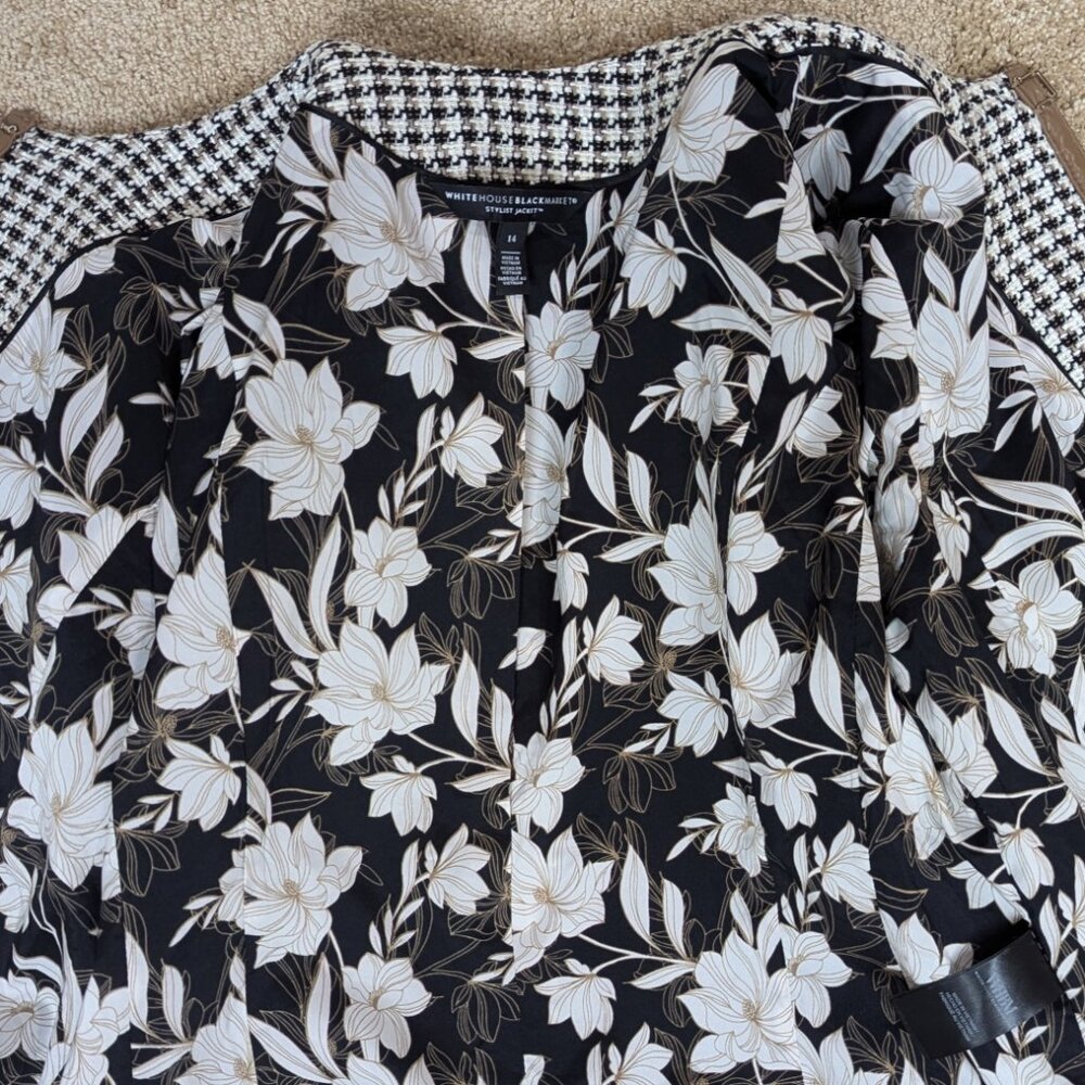 NWOT White House Black Market Houndstooth Stylist Suit Jacket, 14 - Picture 7 of 8